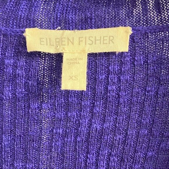 Eileen Fisher linen/cotton blend purple long line Cardigan,XS - Picture 3 of 4